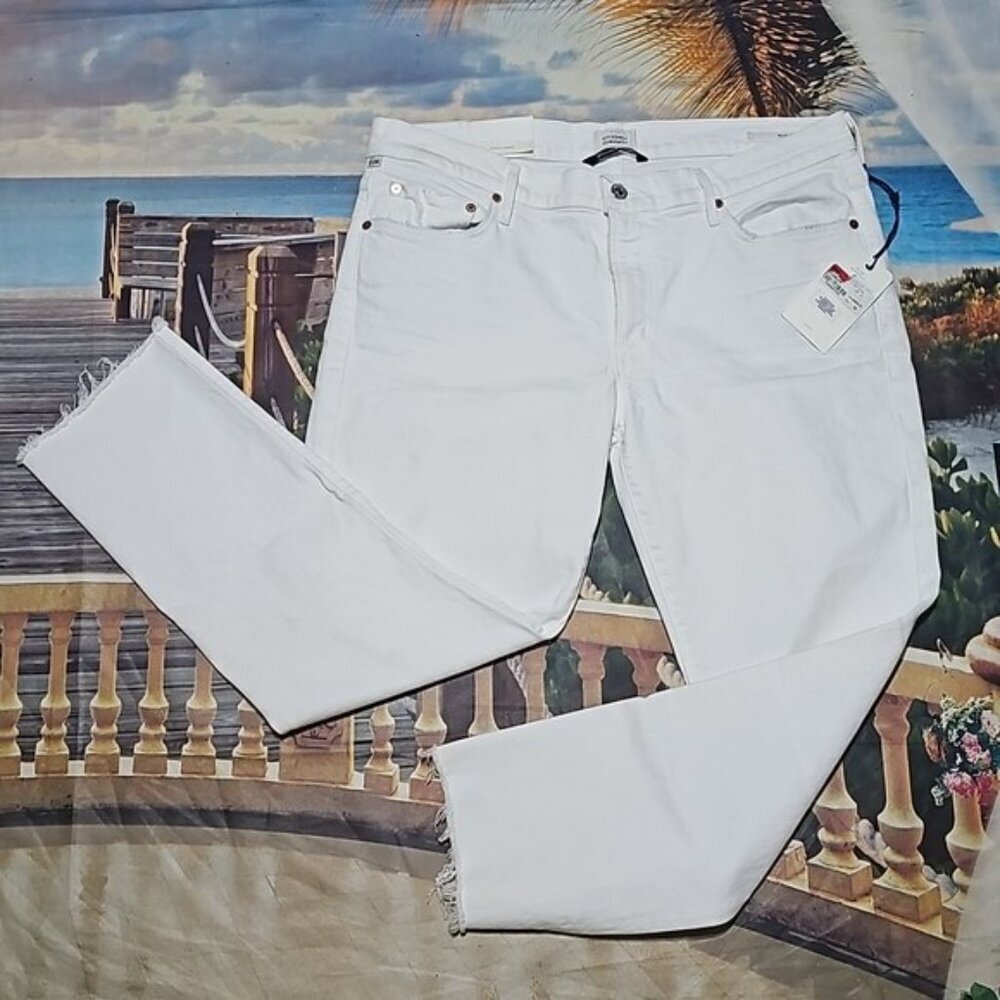 Citizens of Humanity Premium Vintage Ella Raw Hem White Jeans Size 32 New - Picture 2 of 10